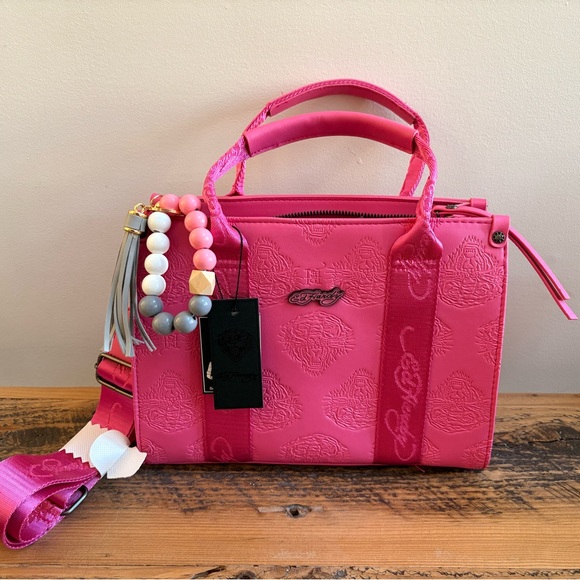 Ed Hardy Elegant Pink Handbag Satchel NWT - Picture 1 of 6